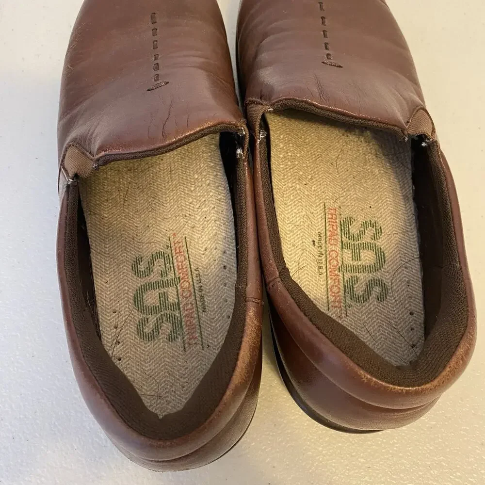 SAS Tripad Comfort Brown Leather Slip On Women Size 7.5S D5666464 USA Made